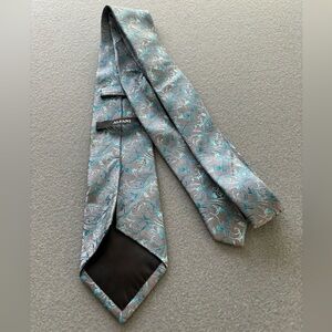 Men's Alfani Gray Aqua Floral Design Neck Tie